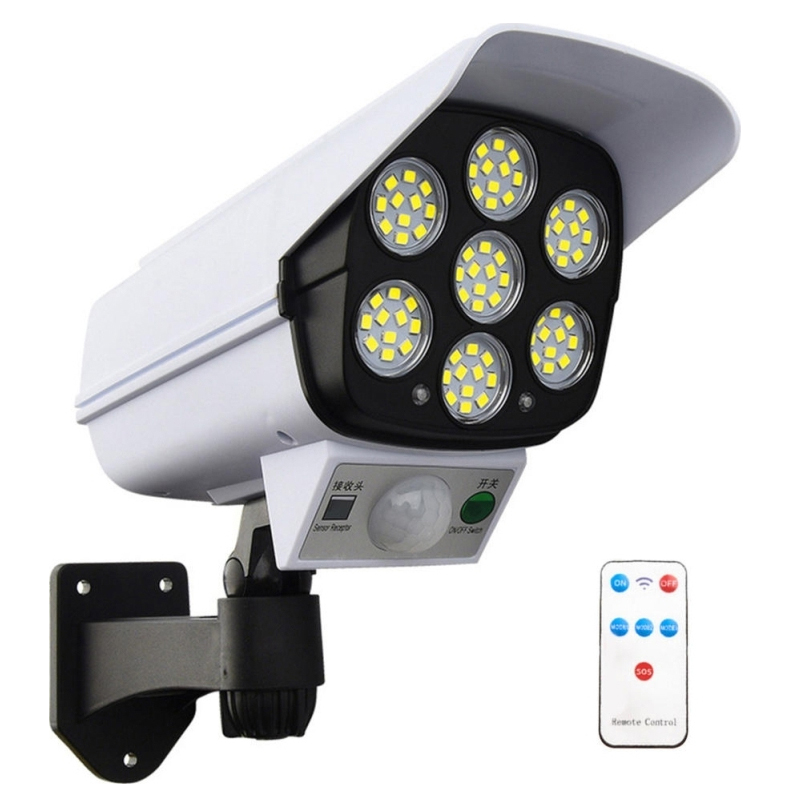 KBS Ψεύτικη Κάμερα Παρακολούθησης Τύπου Bullet Λευκή με Αισθητήρα Κίνησης & Φωτισμό LED & Χειριστήριο HS-V79