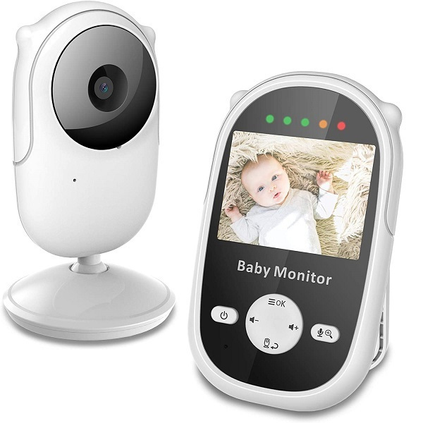 εντοεπικοινωνία μωρού βίντεο newbaby 2,4″ με ψηφιακή έγχρωμη κάμερα, ασύρματη προβολή βίντεο, αμφίδρομη ομιλία, νυχτερινή όραση υπερύθρων, 2 x zoom και αναπαραγωγή νανουρισμάτων, συναγερμός τροφοδοσίας sm25 λευκό