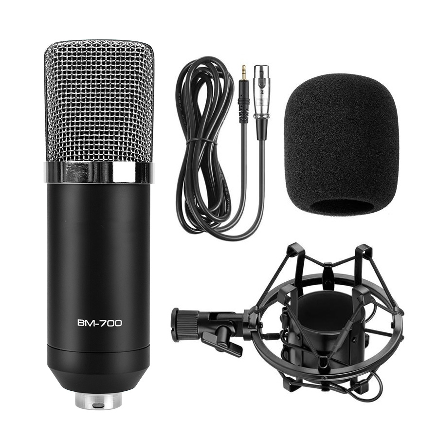 επαγγελματικό πυκνωτικό μικρόφωνο bm700 μαύρο-ασημί
