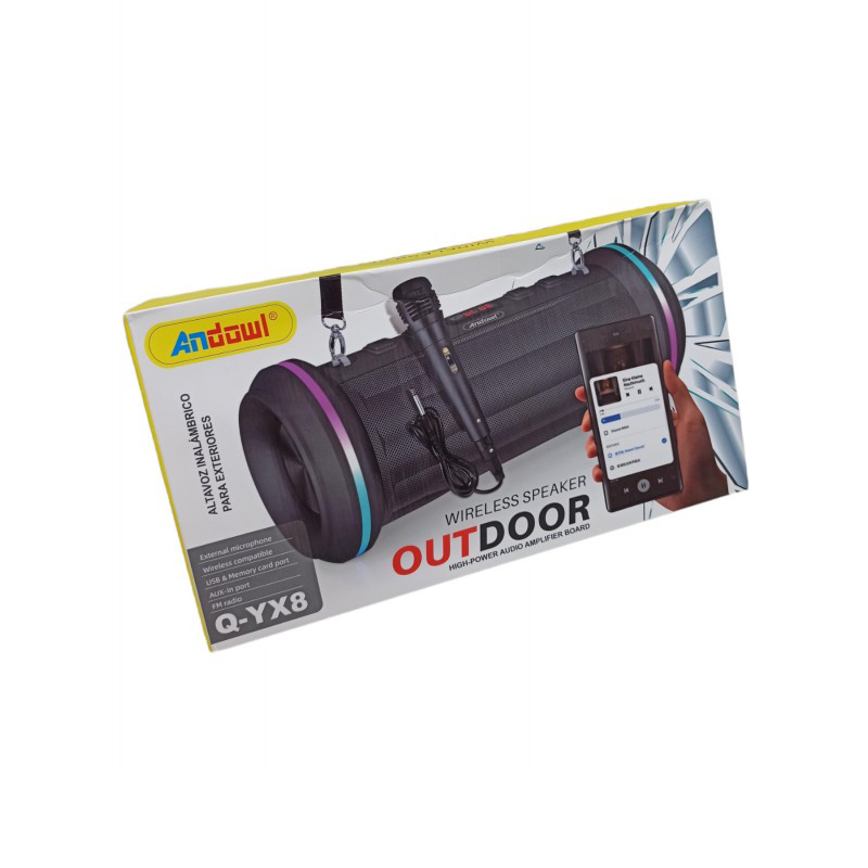 ηχείο bluetooth με λειτουργία karaoke 2x5w andowl q-yx8 σε μαύρο χρώμα